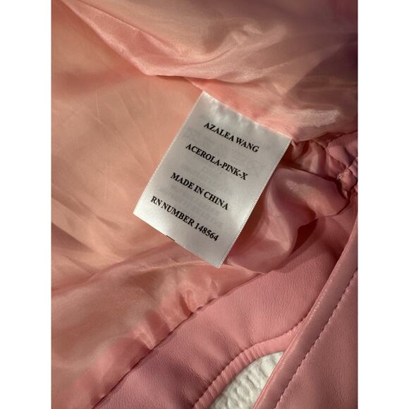 Azalea Wang Acerola Bling Rhinestone Sleeve Moto Jacket Pink 1X Pretty - Picture 5 of 9
